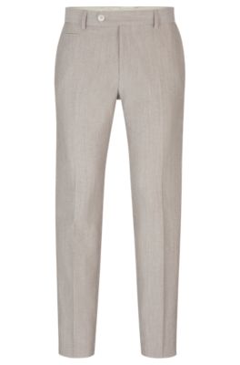 BOSS - Slim-fit trousers in a micro-patterned cotton blend