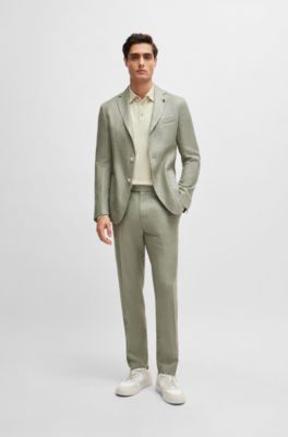 BOSS - Slim-Fit Hose aus fein gemustertem Leinen-Mix