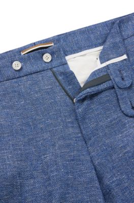BOSS - Slim-Fit Hose aus fein gemustertem Leinen-Mix 