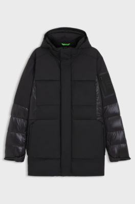 Parka d&eacute;perlante en duvet, Noir