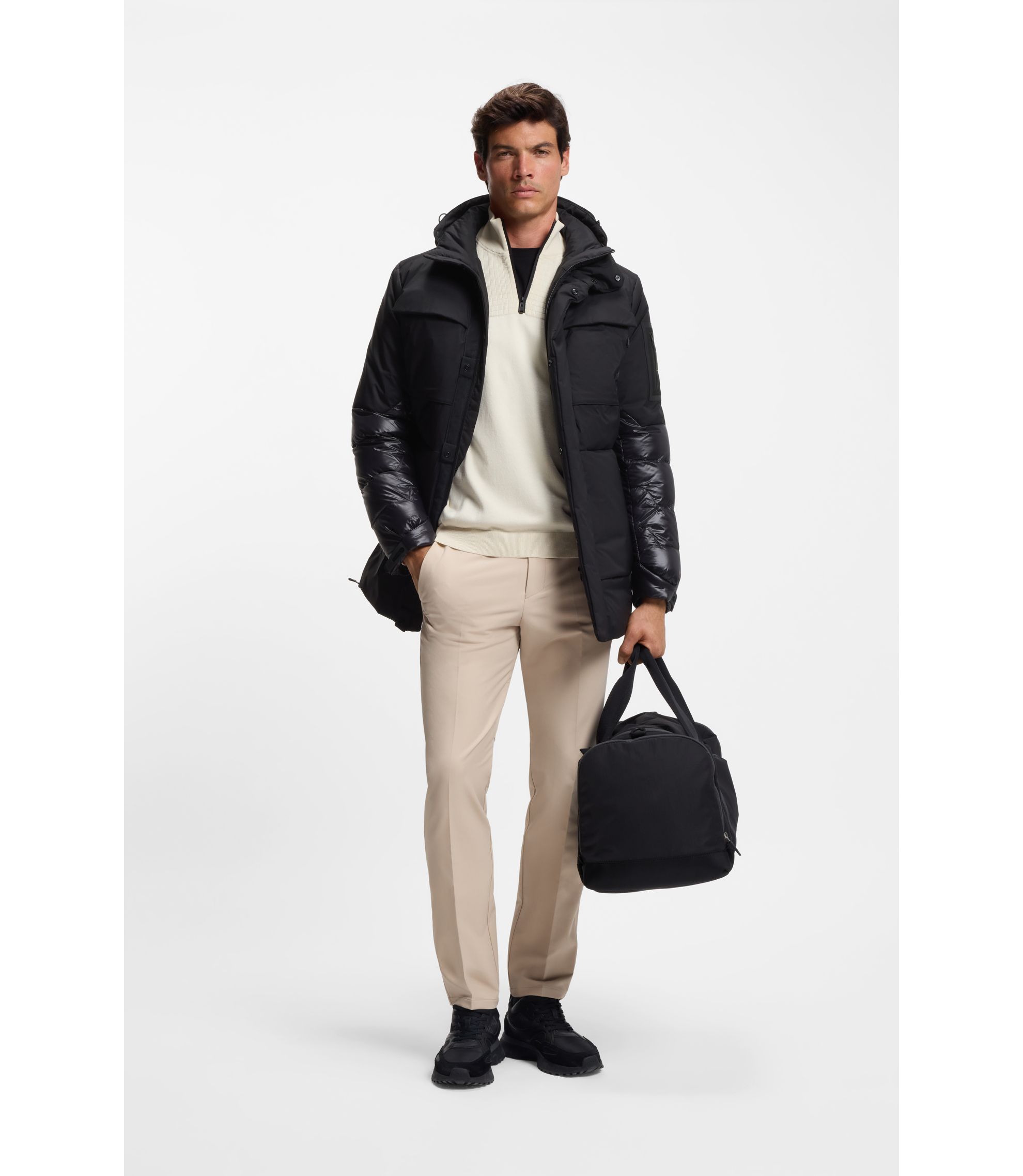 BOSS - Water-repellent parka jacket with down filling - Black
