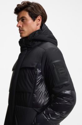 Water-repellent parka jacket with down filling, Black