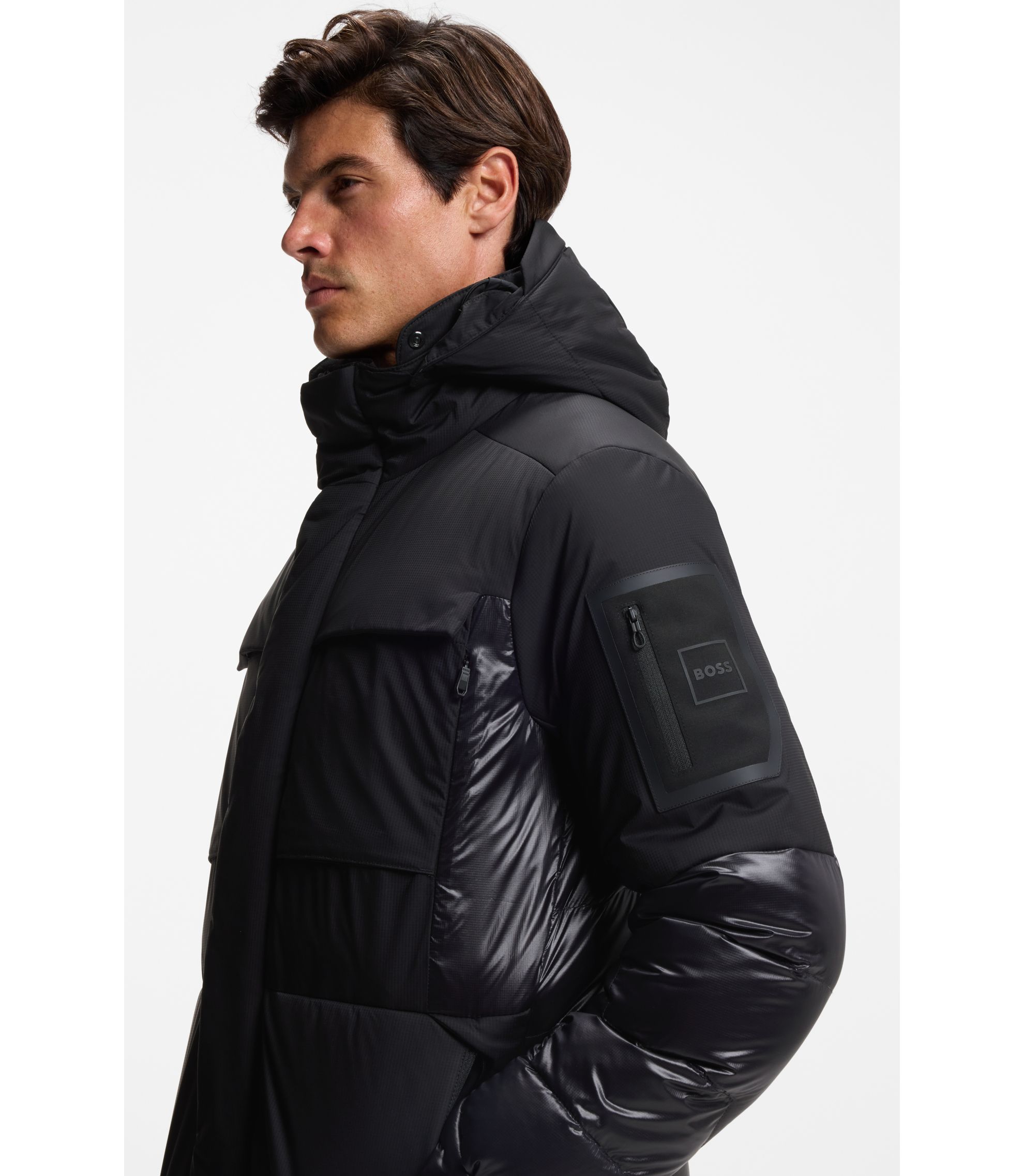 BOSS Water-repellent parka jacket with down filling Black
