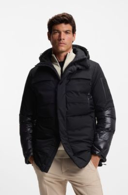 Water-repellent parka jacket with down filling, Black