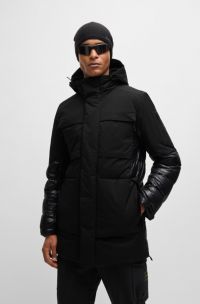 Wasserabweisender Parka mit Daunenfüllung, Schwarz