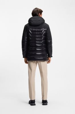 Water-repellent parka jacket with down filling, Black