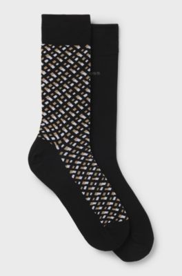 Lot de deux paires de chaussettes mi-mollet en coton m&eacute;lang&eacute;, Noir