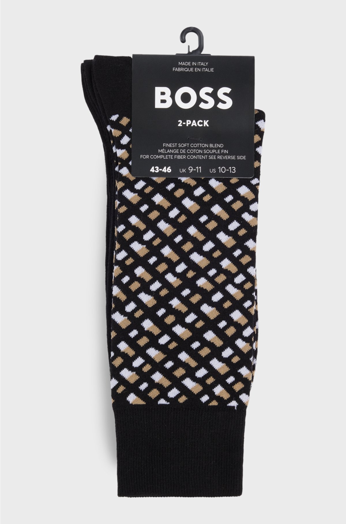 Two-pack of regular-length cotton-blend socks, Black