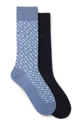 Two-pack of regular-length cotton-blend socks, Black  /  Blue