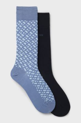 Two-pack of regular-length cotton-blend socks, Black  /  Blue