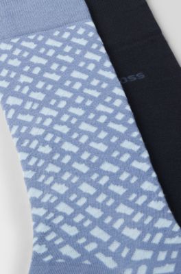 Zweierpack mittelhohe Socken aus Baumwoll-Mix, Schwarz  /  Blau