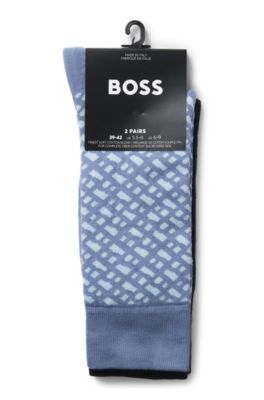 Two-pack of regular-length cotton-blend socks, Black  /  Blue