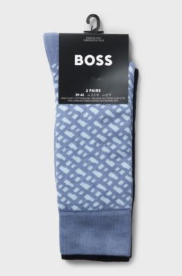 Two-pack of regular-length cotton-blend socks, Black  /  Blue