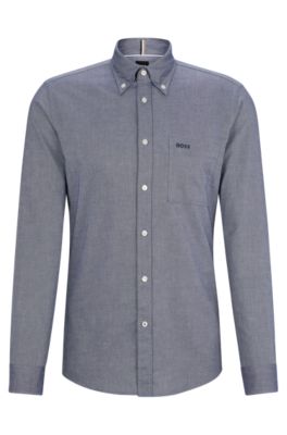BOSS Skjorte med slim fit og kraveknapper i oxfordbomuld