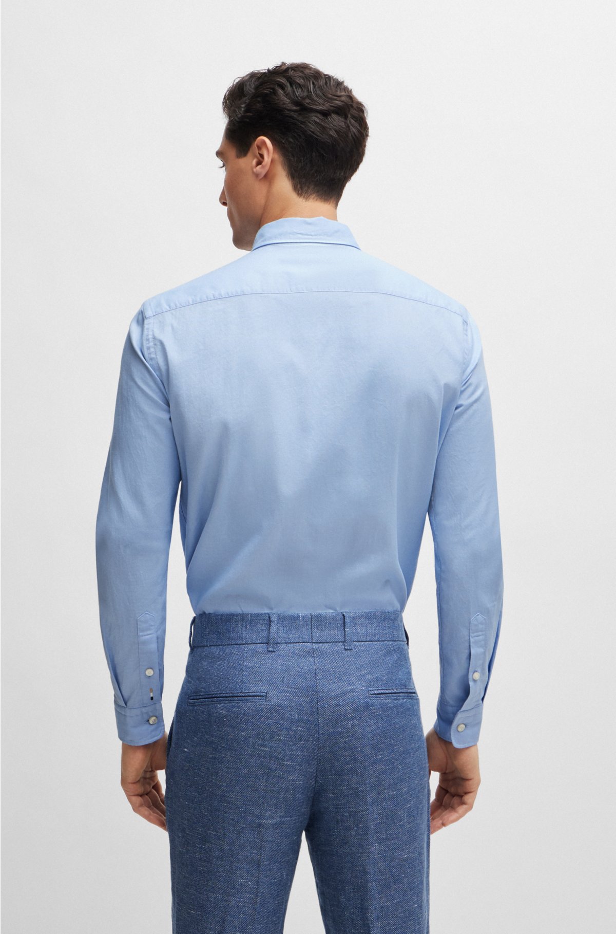 Button-down slim-fit shirt in Oxford cotton, Light Blue
