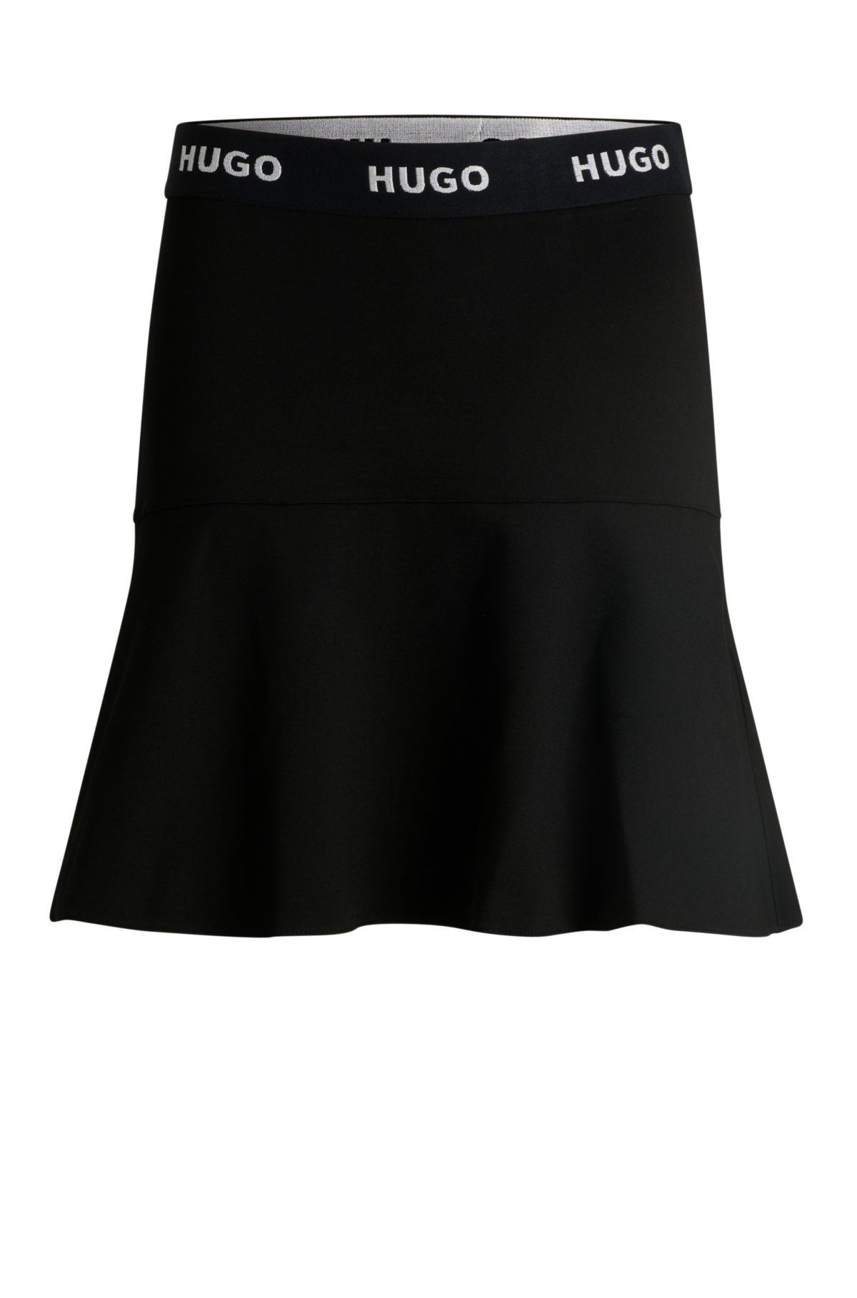 Jersey mini skirt with flounce hem, Black