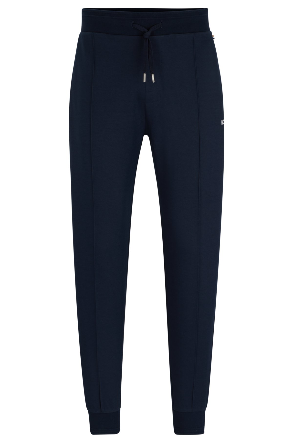 Cuffed tracksuit bottoms with embroidered logo, Dark Blue
