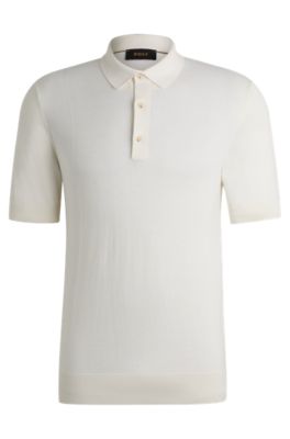 BOSS - Regular-Fit Strick-Poloshirt aus Seide und Baumwolle