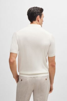 BOSS - Regular-Fit Strick-Poloshirt aus Seide und Baumwolle
