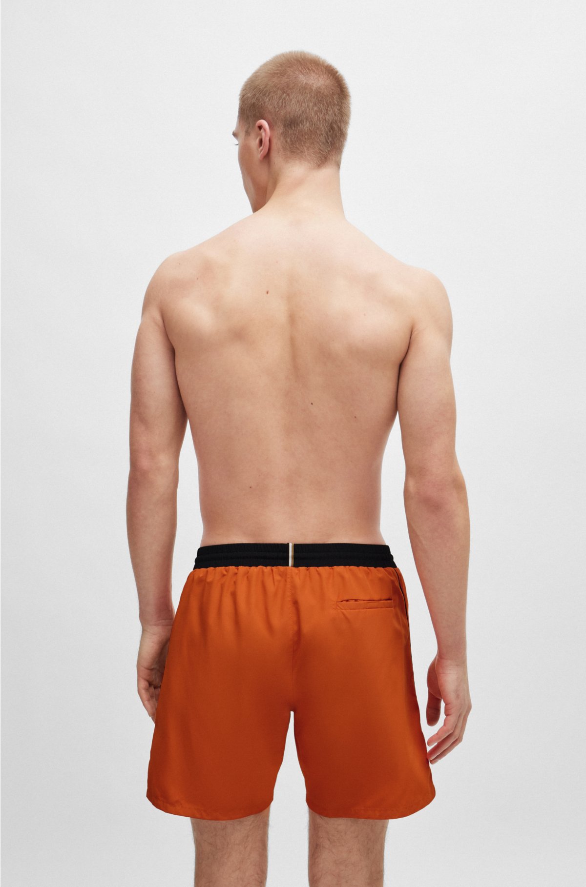 Quick-dry swim shorts with contrast details, Orange