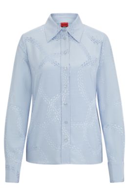HUGO - Regular-Fit Bluse mit Jacquard-Muster im Ketten-Stil 