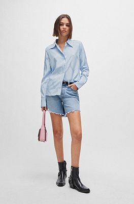 HUGO - Regular-Fit Bluse mit Jacquard-Muster im Ketten-Stil