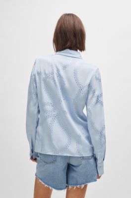 HUGO - Regular-Fit Bluse mit Jacquard-Muster im Ketten-Stil