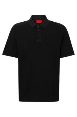 HUGO - Interlock-cotton polo shirt with stacked logo