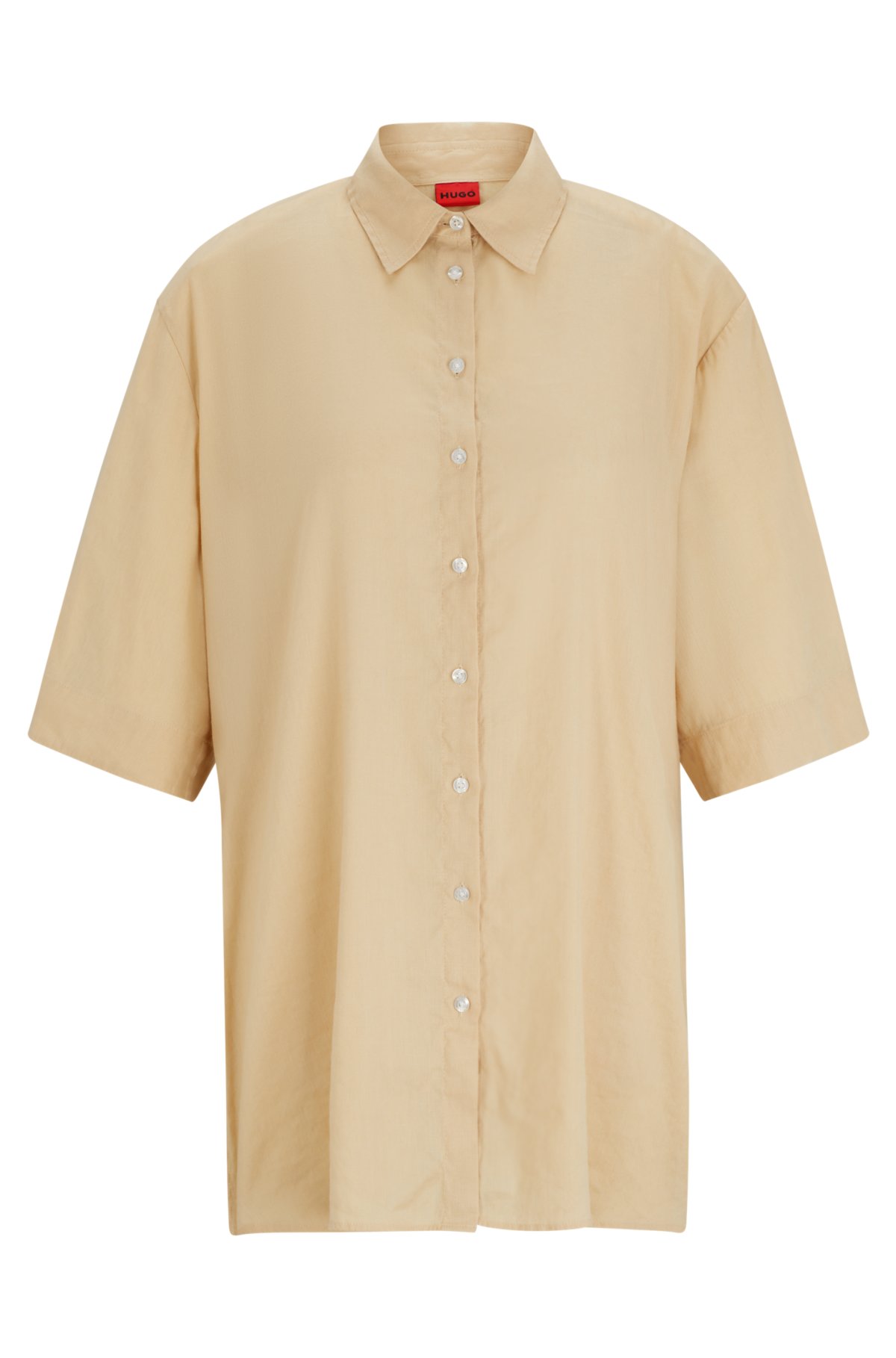 Regular-fit blouse in a linen blend, Light Beige