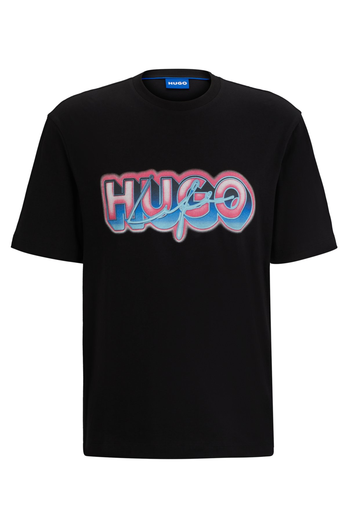 Cotton-jersey T-shirt with logo graphic, Black