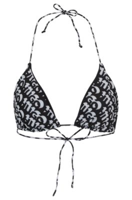 Hugo Triangle Bikini Top With Repeat Logo Print 2583