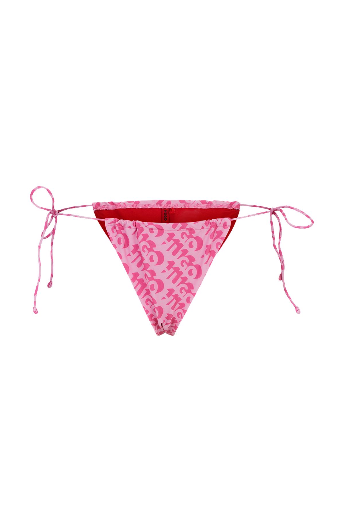 Tie-side bikini bottoms with repeat logo print, Pink Patterned
