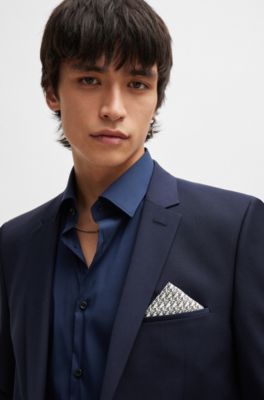 HUGO Cotton pocket square with handwritten logo motif