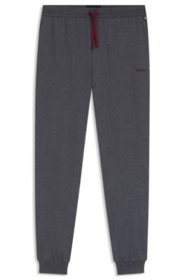 Stretch-cotton tracksuit bottoms with embroidered logo, Dark Grey