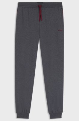 Stretch-cotton tracksuit bottoms with embroidered logo, Dark Grey