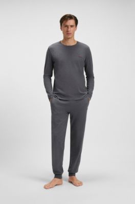 Stretch-cotton tracksuit bottoms with embroidered logo, Dark Grey