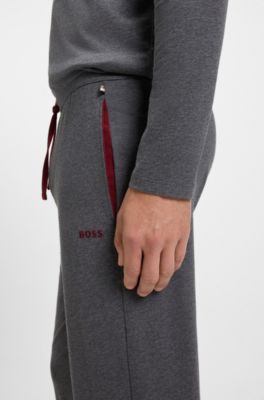 Stretch-cotton tracksuit bottoms with embroidered logo, Dark Grey