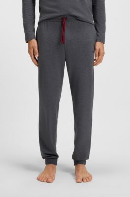 Stretch-cotton tracksuit bottoms with embroidered logo, Dark Grey