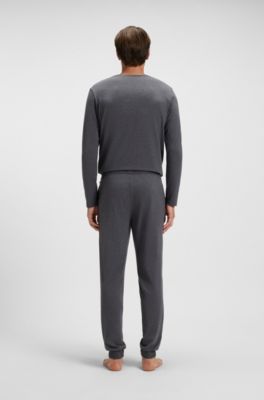 Stretch-cotton tracksuit bottoms with embroidered logo, Dark Grey