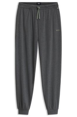 Stretch-cotton tracksuit bottoms with embroidered logo, Dark Grey