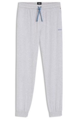 Stretch-cotton tracksuit bottoms with embroidered logo, Light Grey