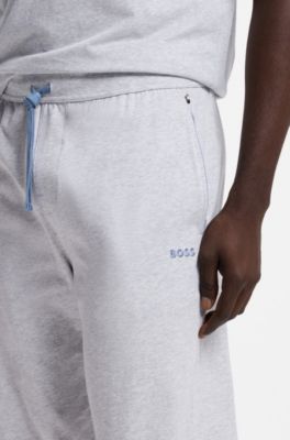 Stretch-cotton tracksuit bottoms with embroidered logo, Light Grey