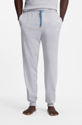 Stretch-cotton tracksuit bottoms with embroidered logo, Light Grey