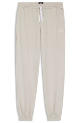 Stretch-cotton tracksuit bottoms with embroidered logo, Light Grey
