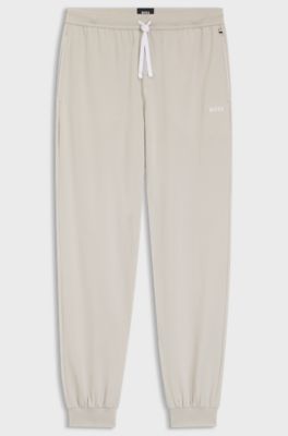 Stretch-cotton tracksuit bottoms with embroidered logo, Light Grey