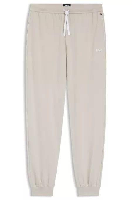Stretch-cotton tracksuit bottoms with embroidered logo