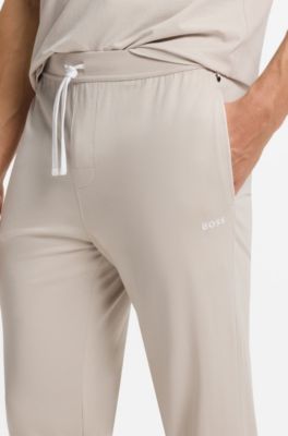 Stretch-cotton tracksuit bottoms with embroidered logo, Light Grey