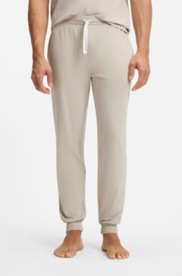 Stretch-cotton tracksuit bottoms with embroidered logo, Light Grey