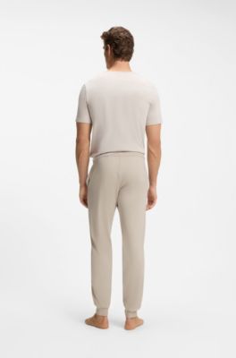 Stretch-cotton tracksuit bottoms with embroidered logo, Light Grey