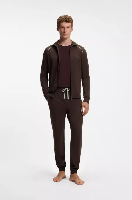 Stretch-cotton tracksuit bottoms with embroidered logo